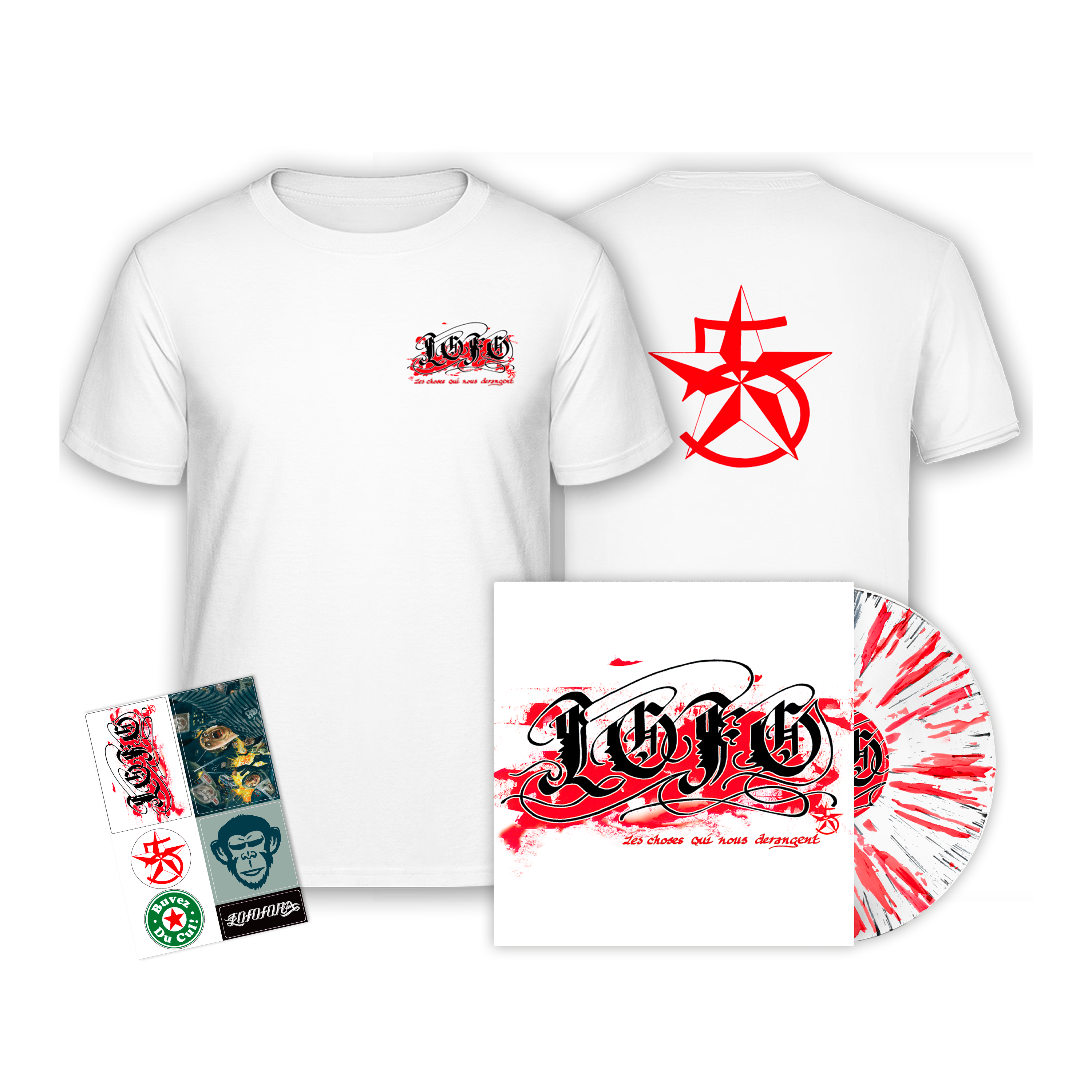 Vinyle splatter numéroté édition limitée + T-shirt + Stickers “Les choses qui nous dérangent“